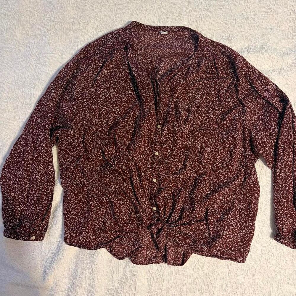 Old-navy Women's Burgundy and Brown Blouse